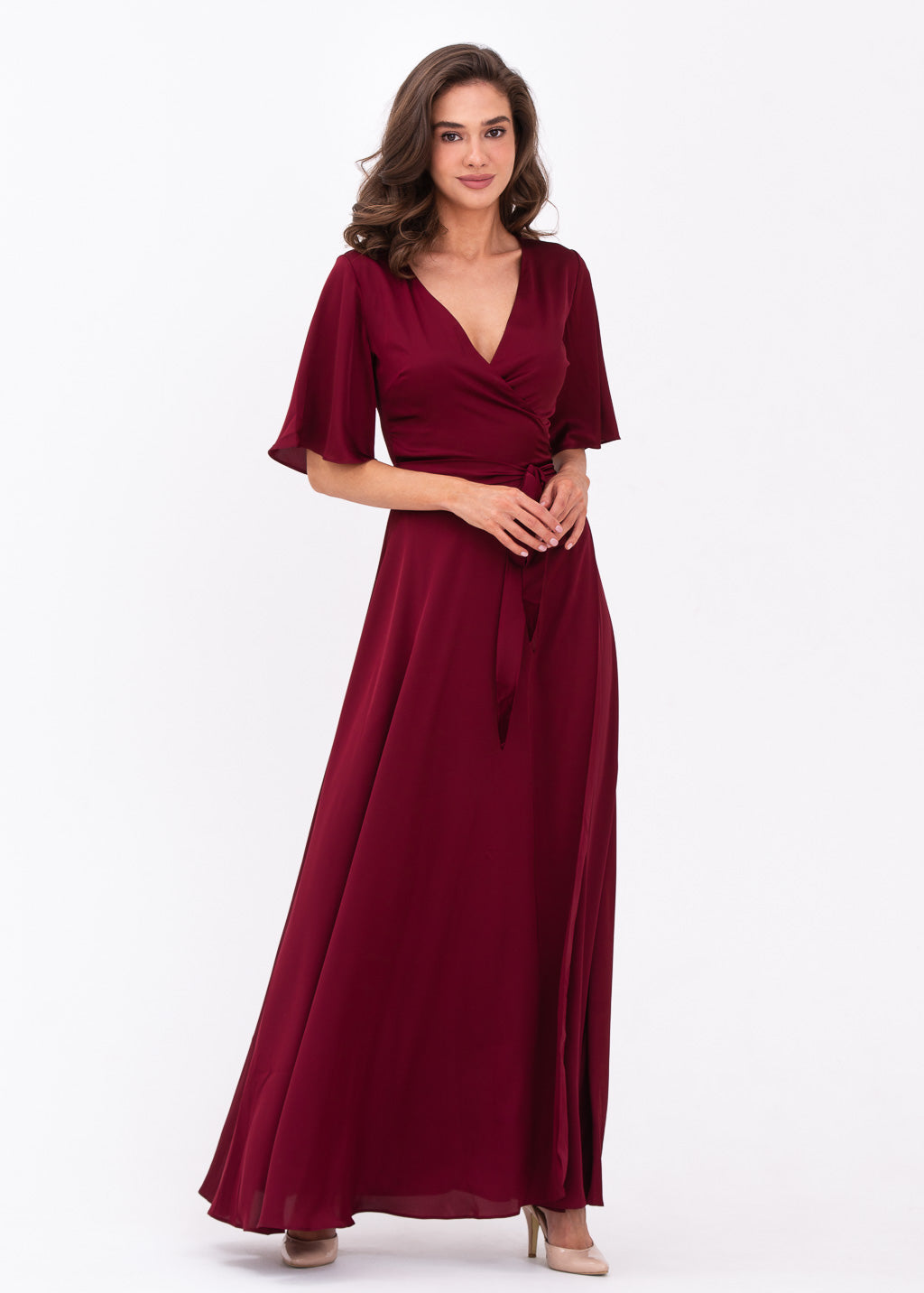 Burgundy wrap dress