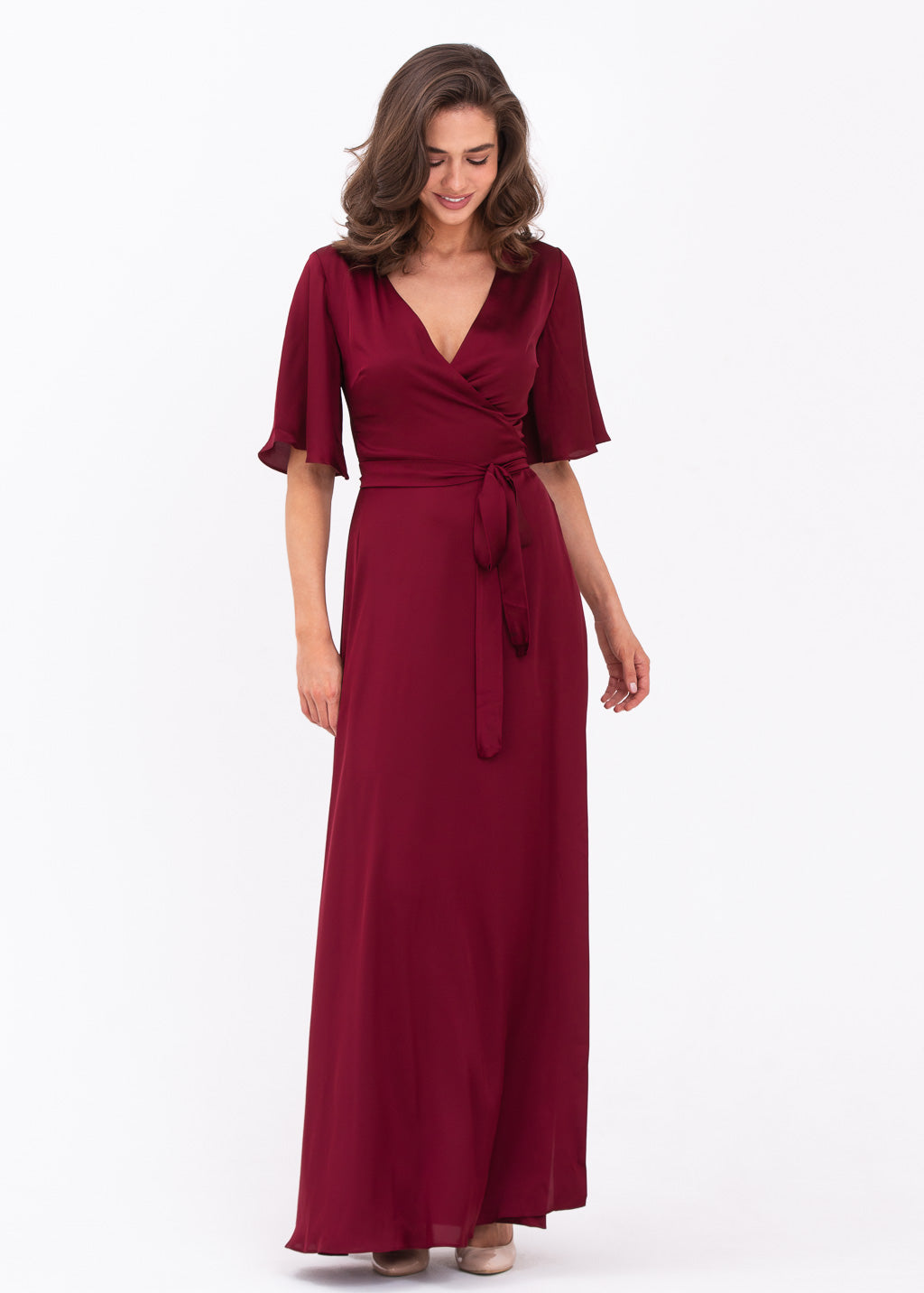 Burgundy wrap dress