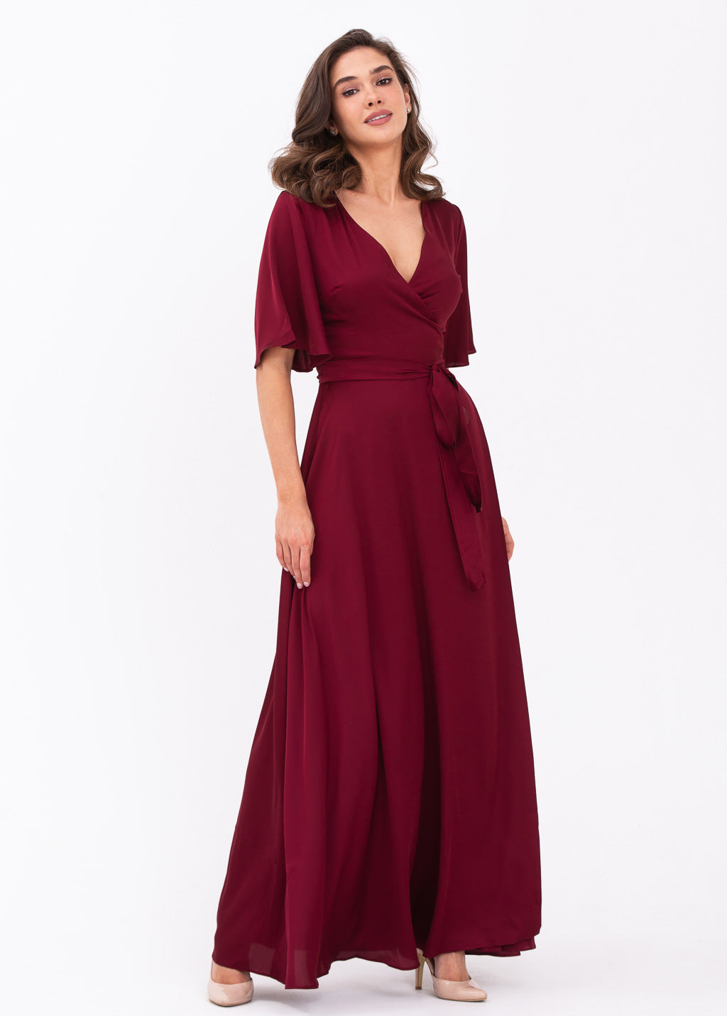 Burgundy wrap dress