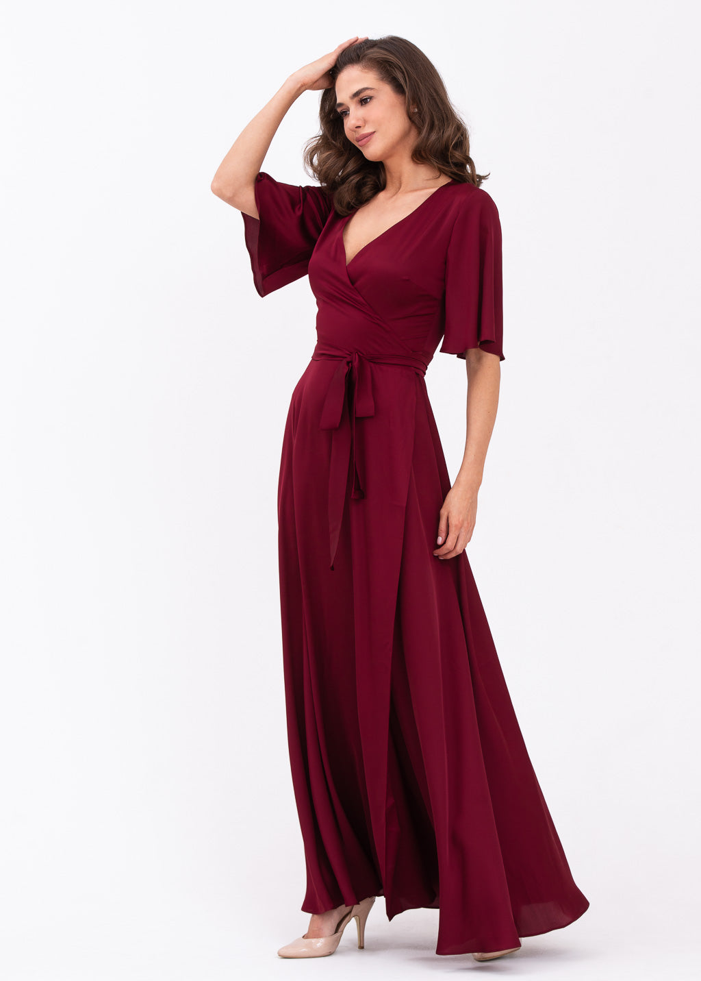 Burgundy wrap dress