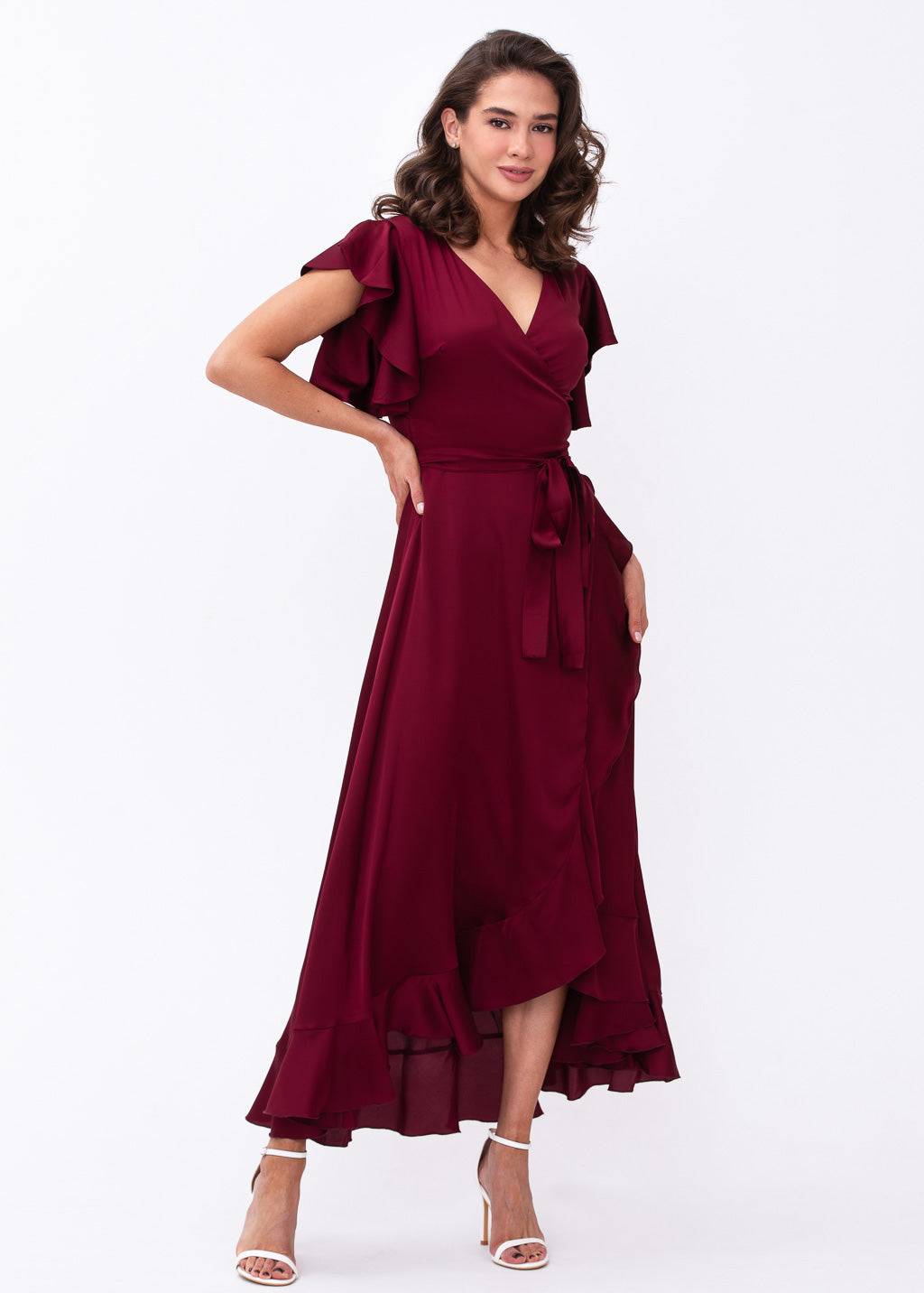 Burgundy wrap dress