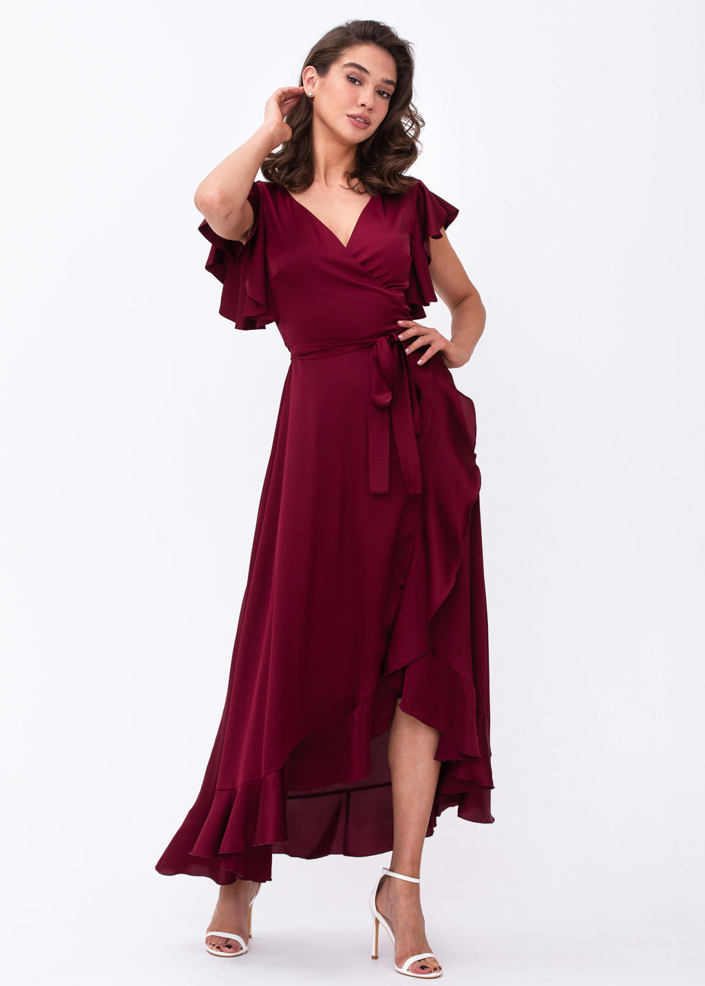 Burgundy wrap dress