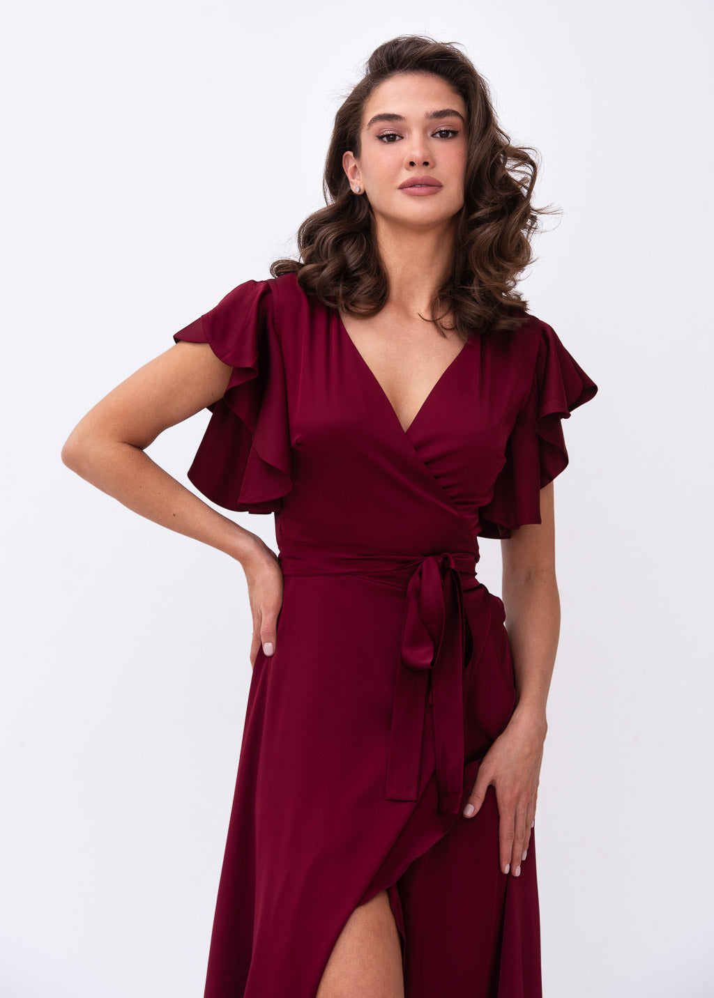 Burgundy wrap dress