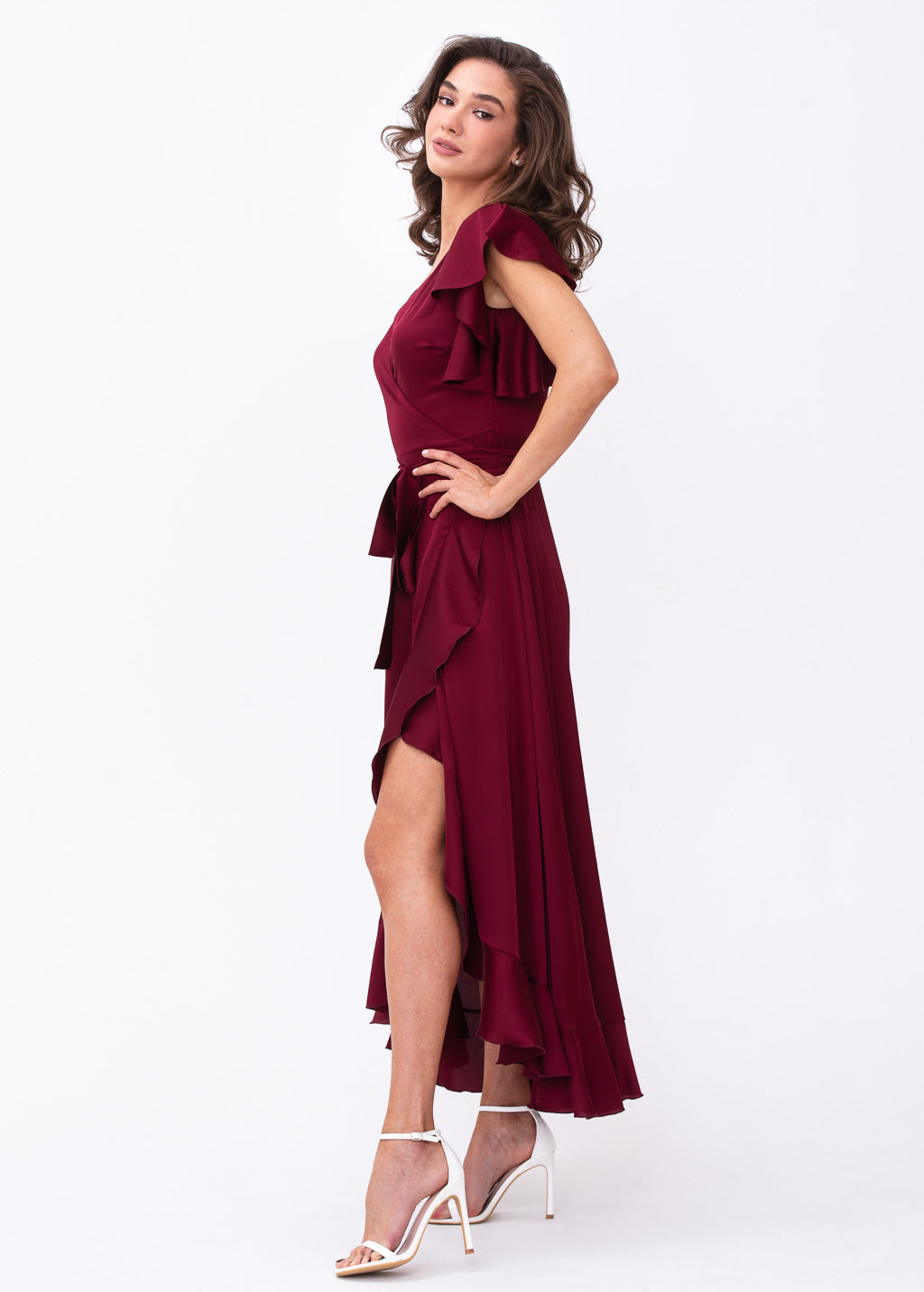 Burgundy wrap dress