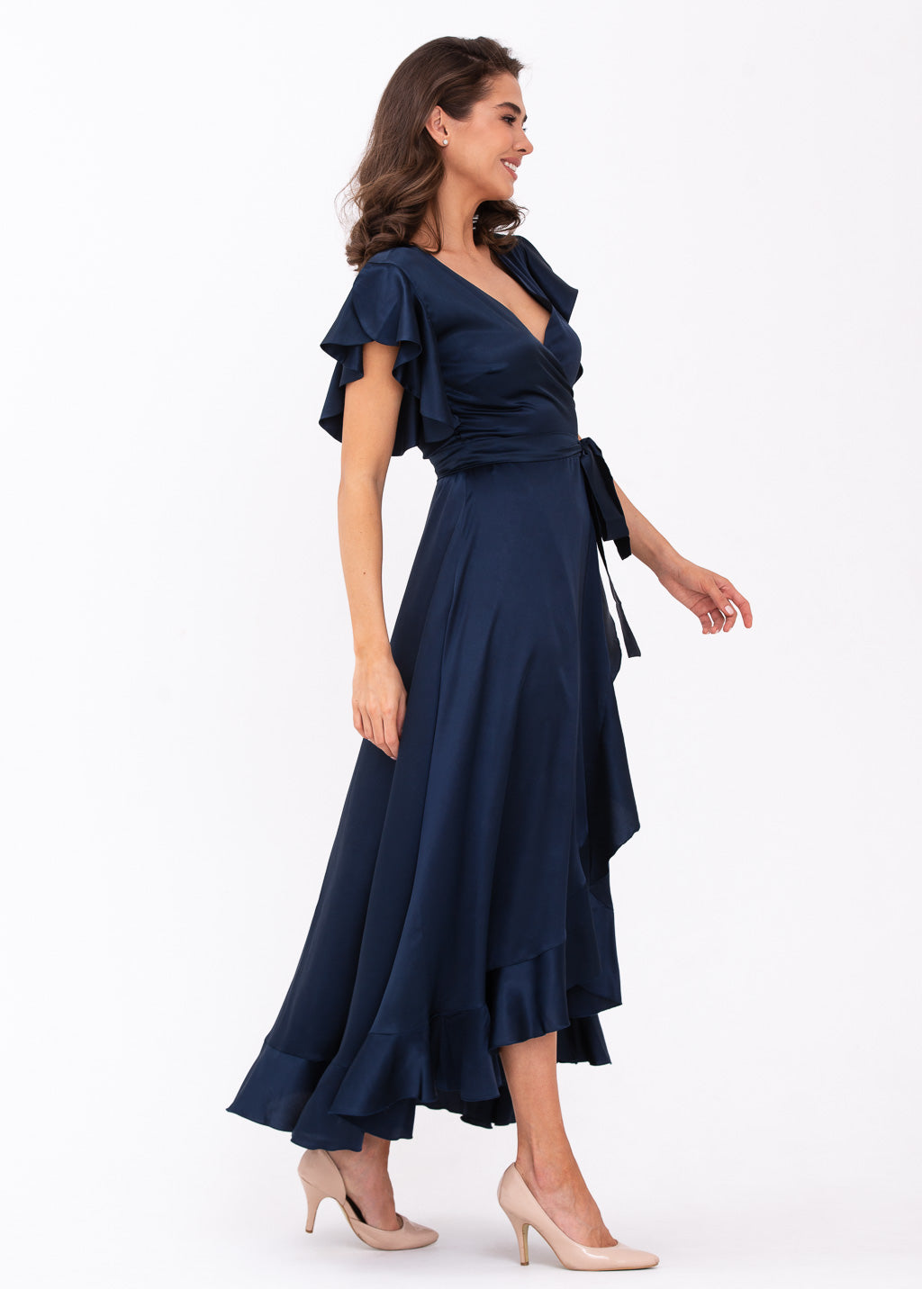 Navy blue wrap dress