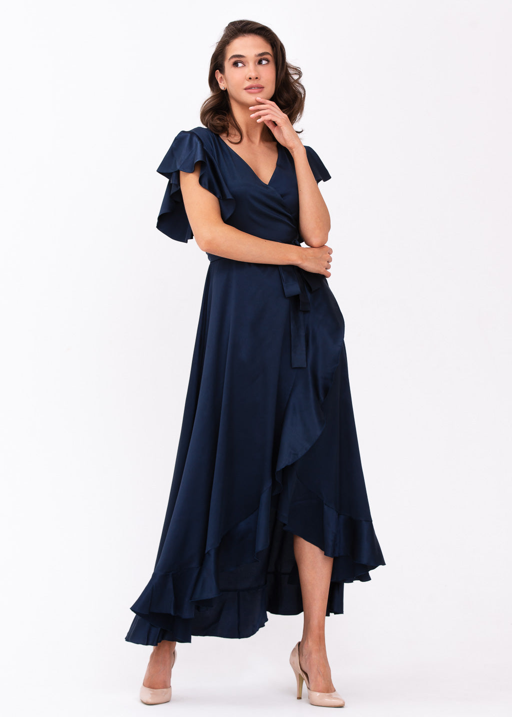 Navy blue wrap dress