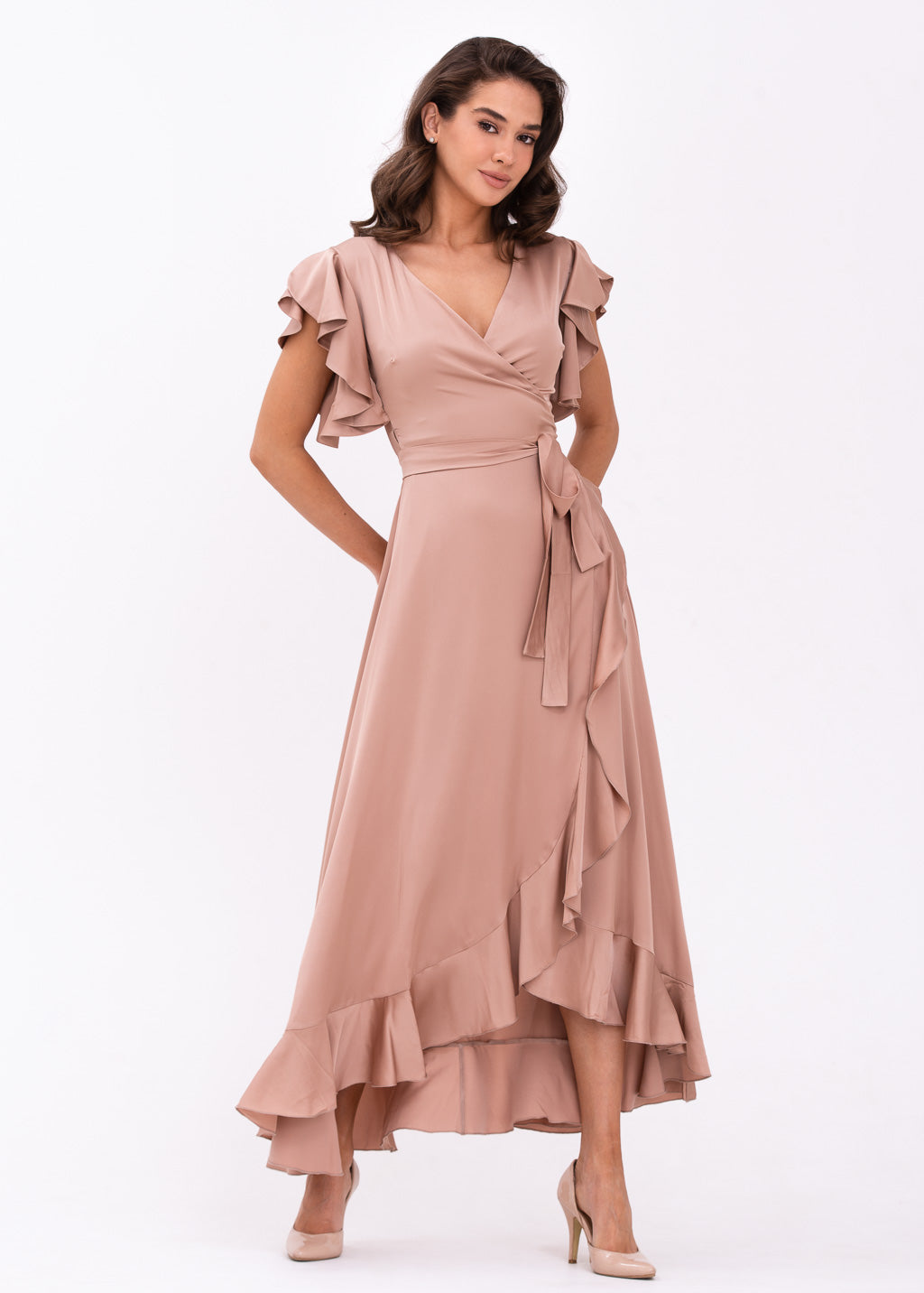 Rose gold wrap dress