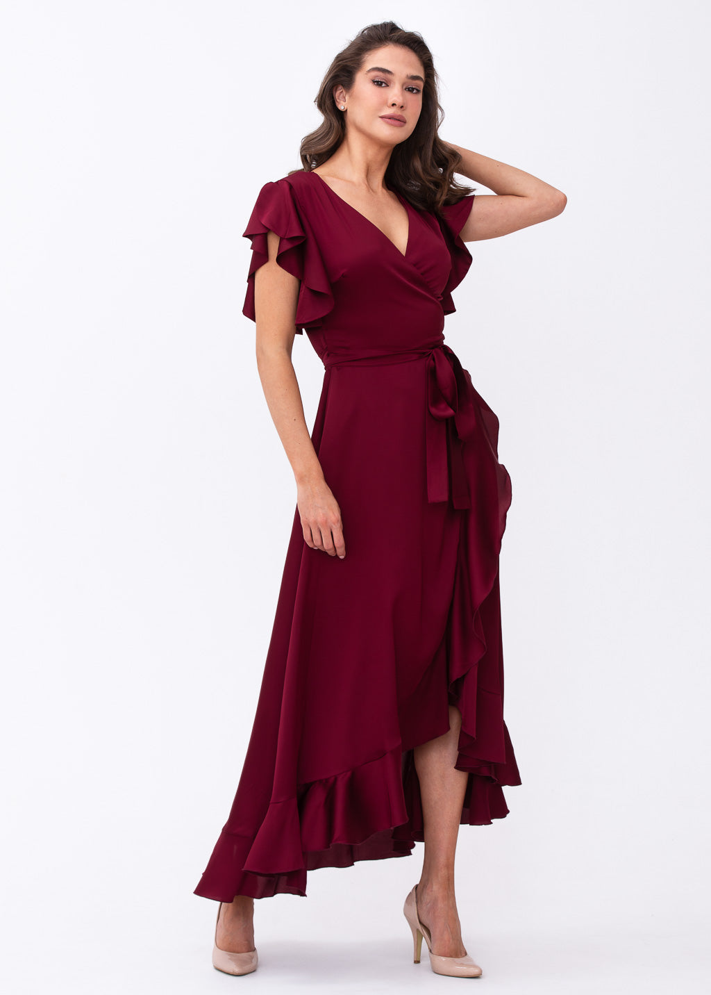 Burgundy wrap dress
