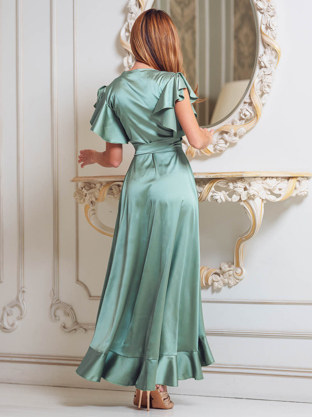 Robe portefeuille vert sauge